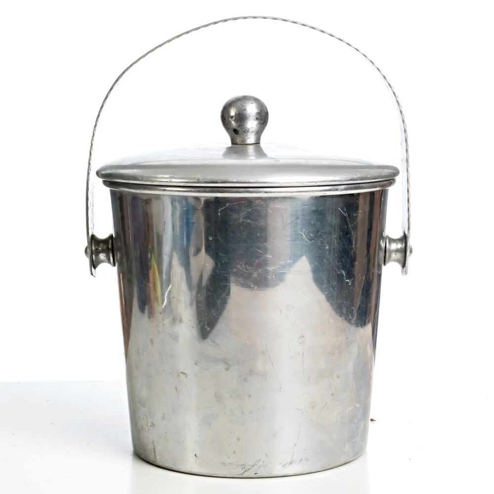 Vintage Henry & Miller Aluminum Ice Bucket Kromware Barware Mid Century w/ Lid